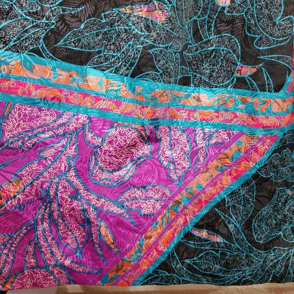 Vintage Skirt Women Sz Large Purple Midi 80s Silky Floral Cottage Festival Indie - Picture 6 of 11